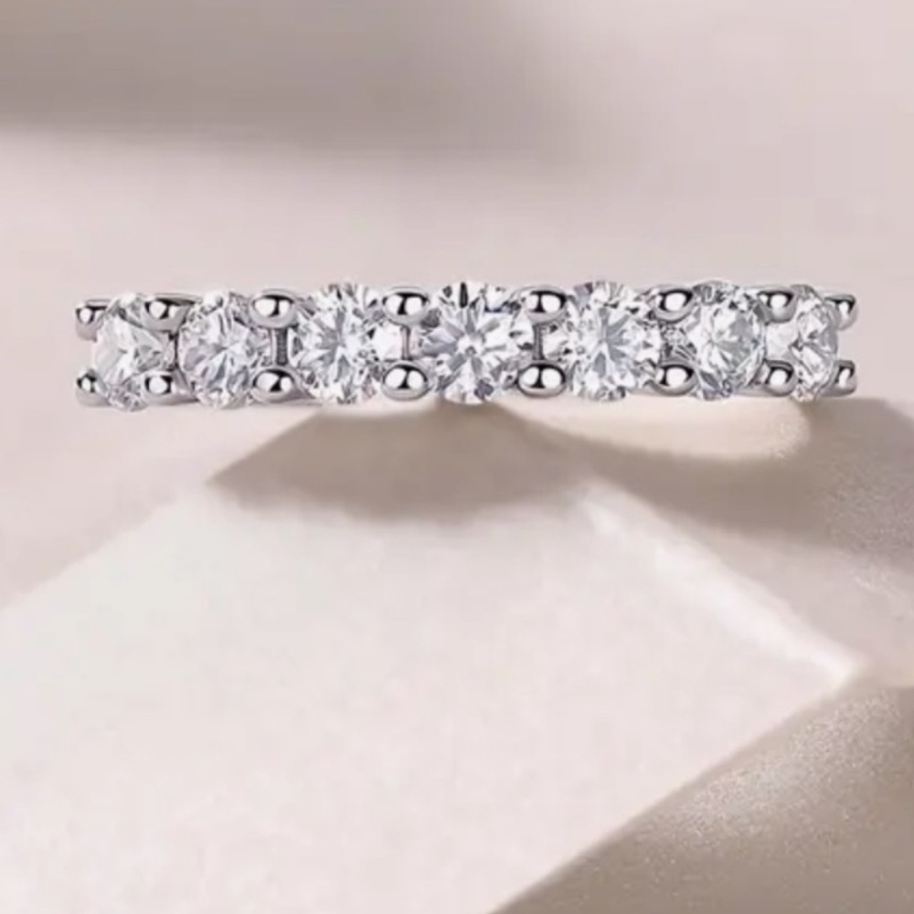 CERTIFIED DIAMOND MOISSANITE 18kt GOLD OVER STERLING SILVER WEDDING BAND .28ct
